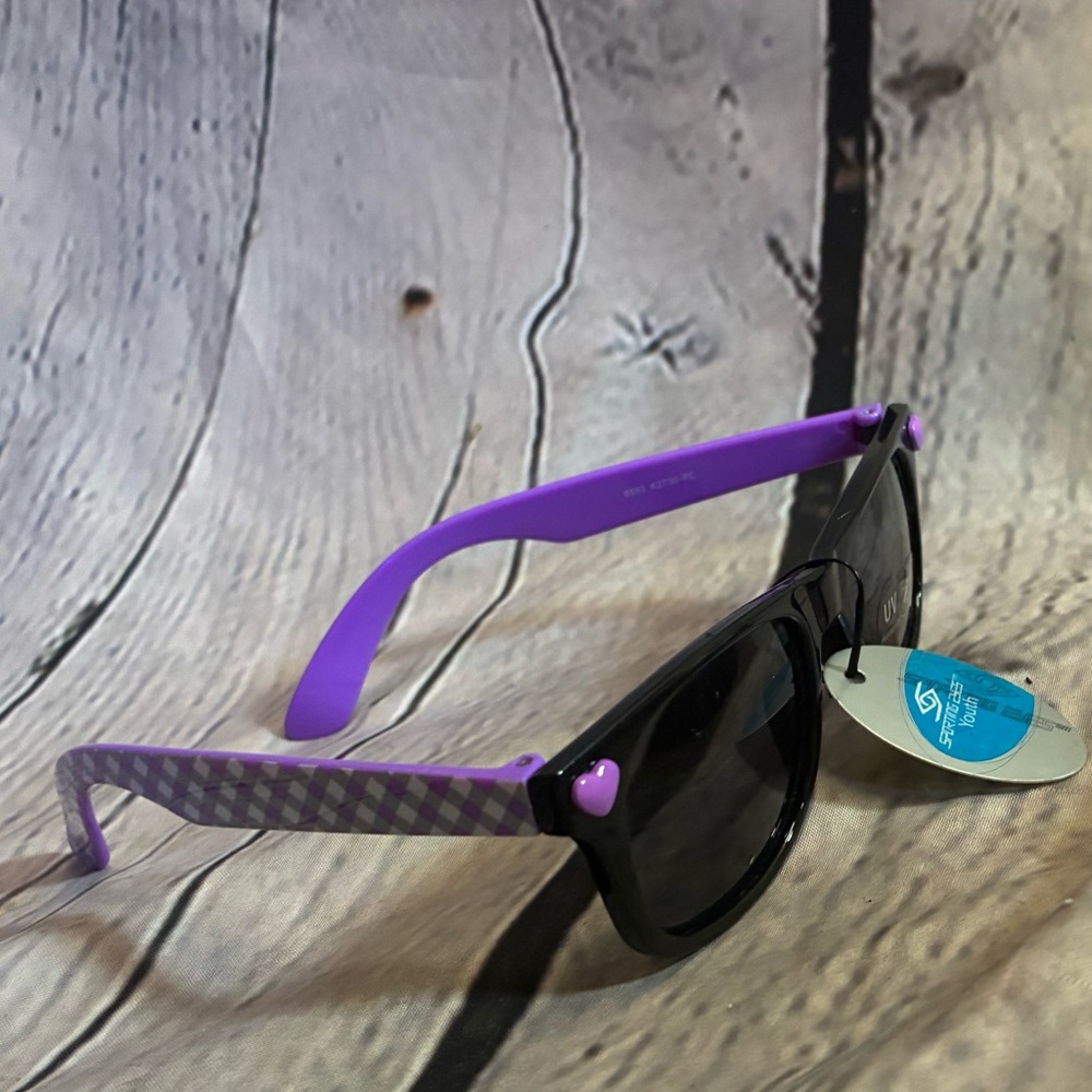 5/$20 Sporting Eyes Youth Girls Purple Gingham Hearts Sunglasses Summer Eyewear‎
